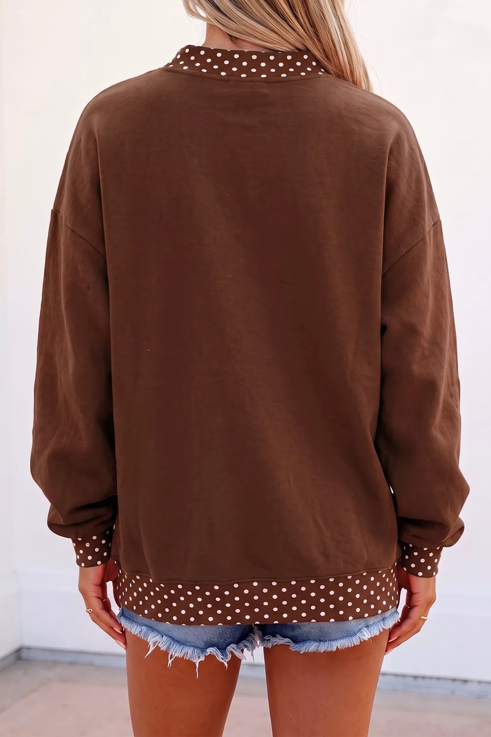 'HOWDY' Graphic Polka Dot Trim Sweatshirt, image 2