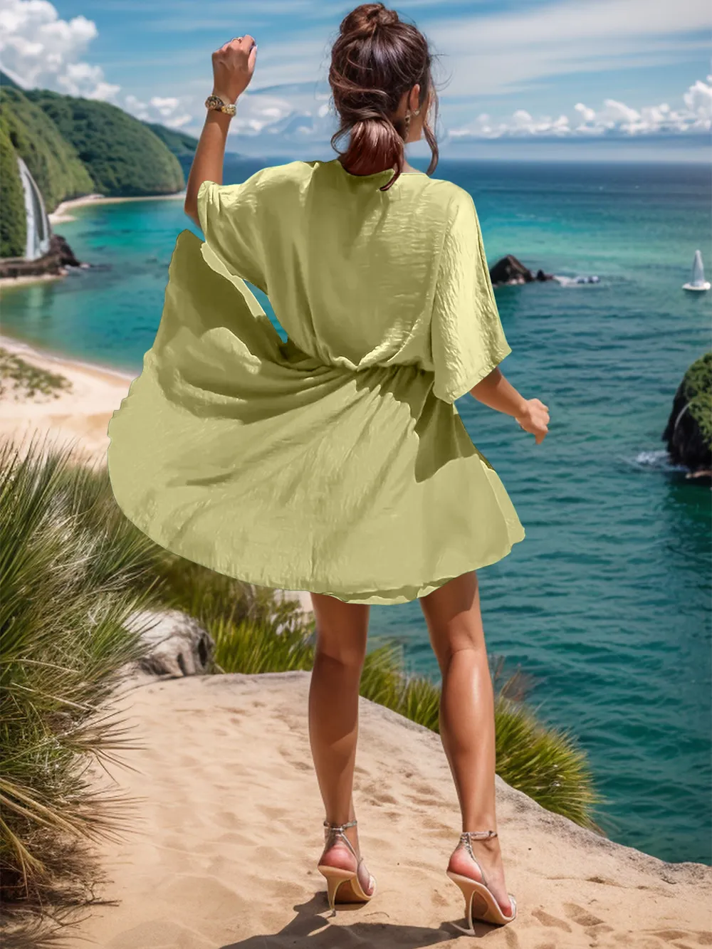 Surplice Half Sleeve Mini Dress, image 12