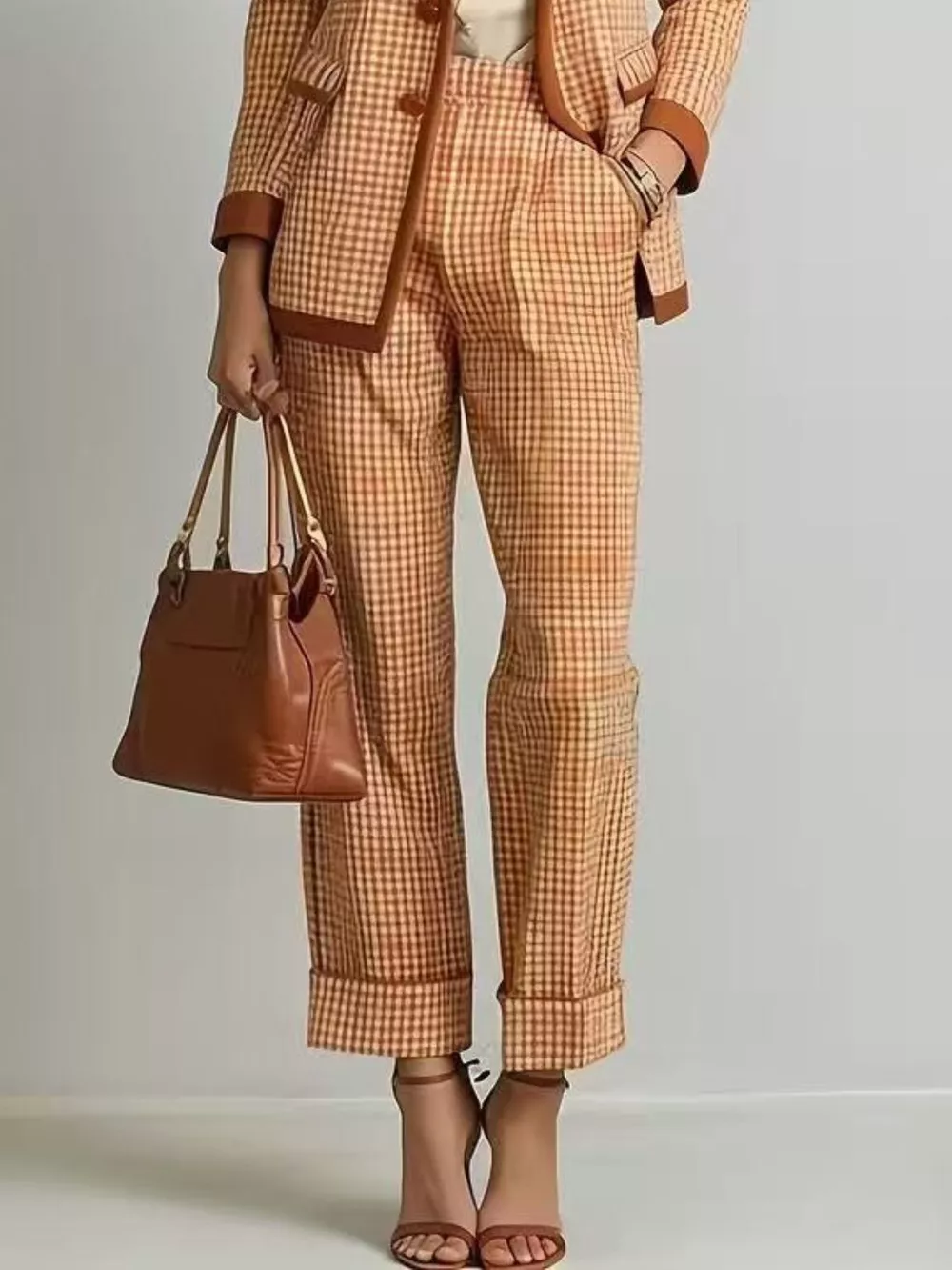 Plaid Blazer and Pants Suit Set, image 4