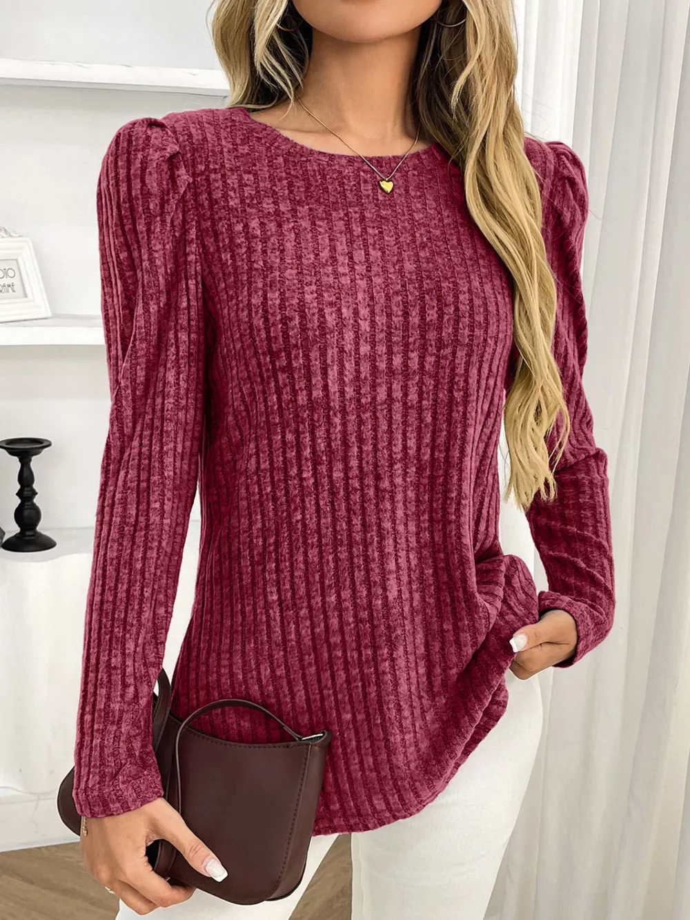 Round Neck Puff Sleeve T-Shirt, image 27
