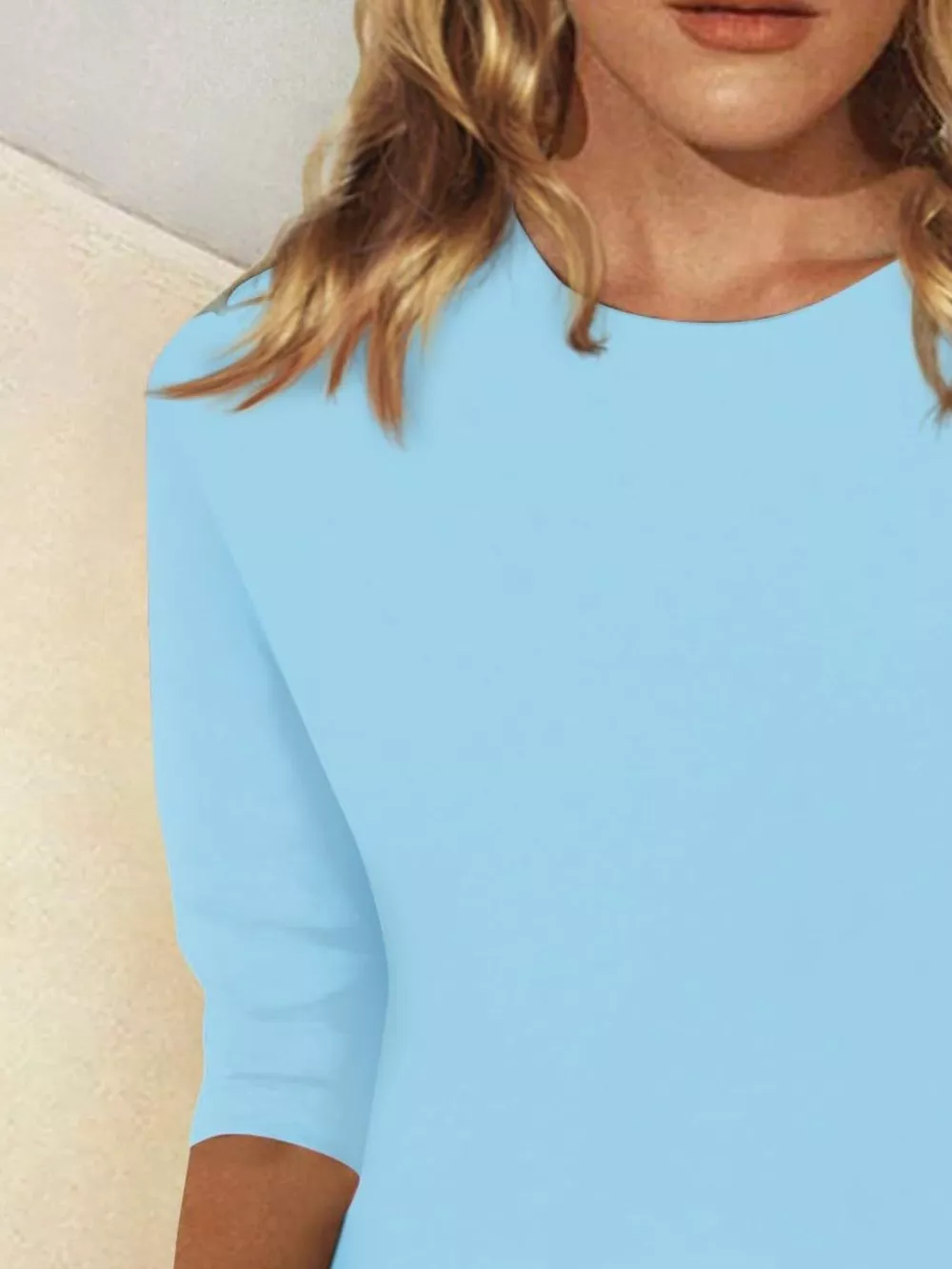 Solid Color Round Neck T-Shirt, image 12