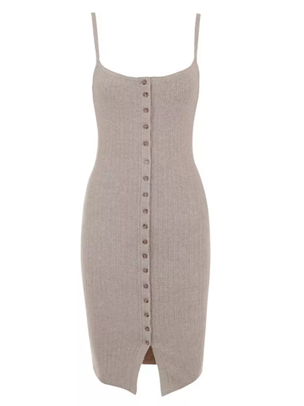Ribbed Button-Front Bodycon Sweater Dress, image 3