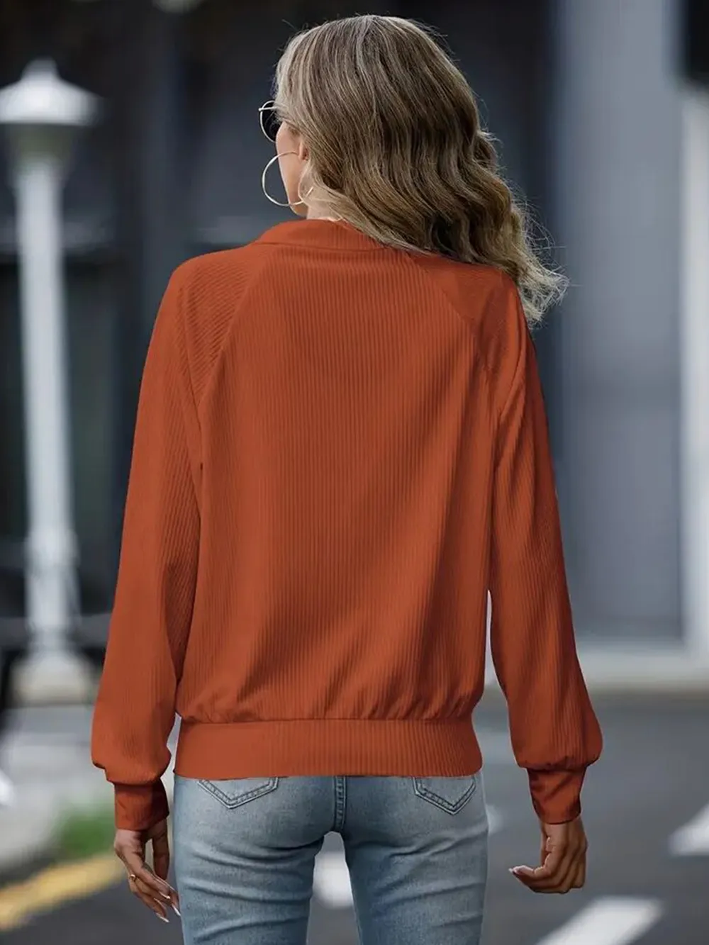 Zip Up Collared Neck Raglan Sleeve Jacket, image 19