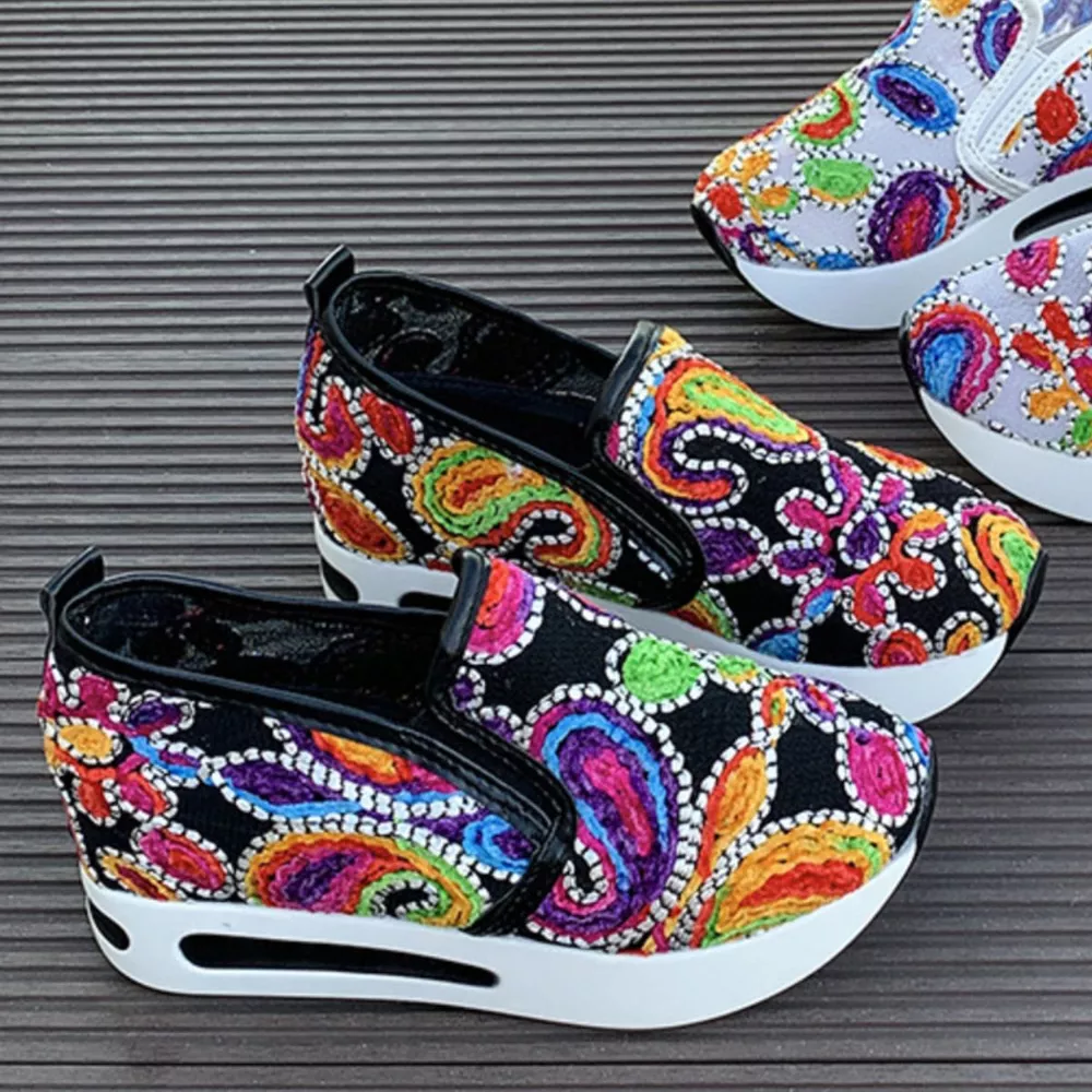 Printed Platform Round Toe Sneakers, image 2