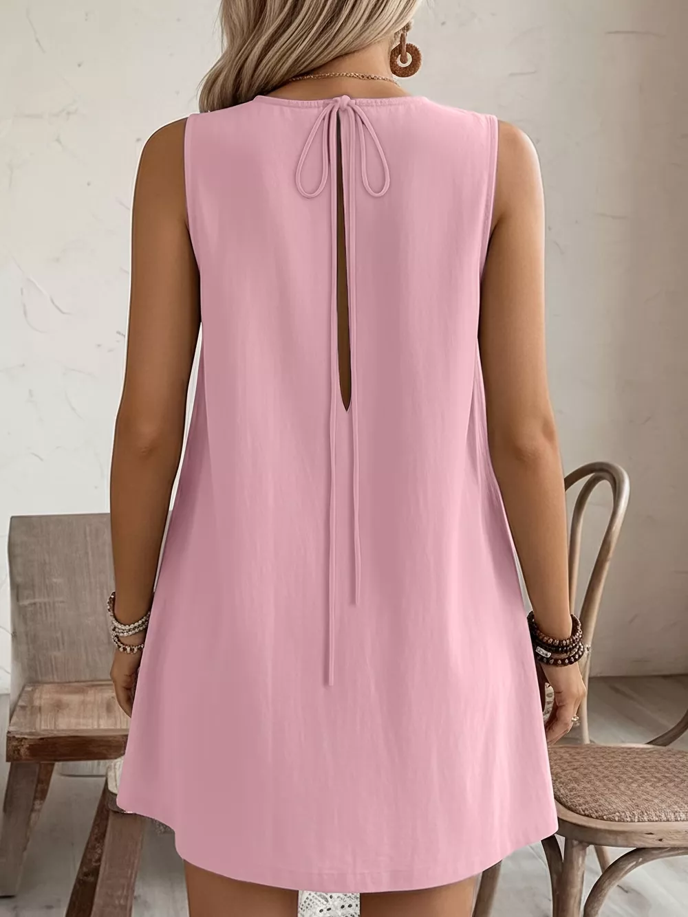 Frill Sleeveless Round Neck Dress, image 18