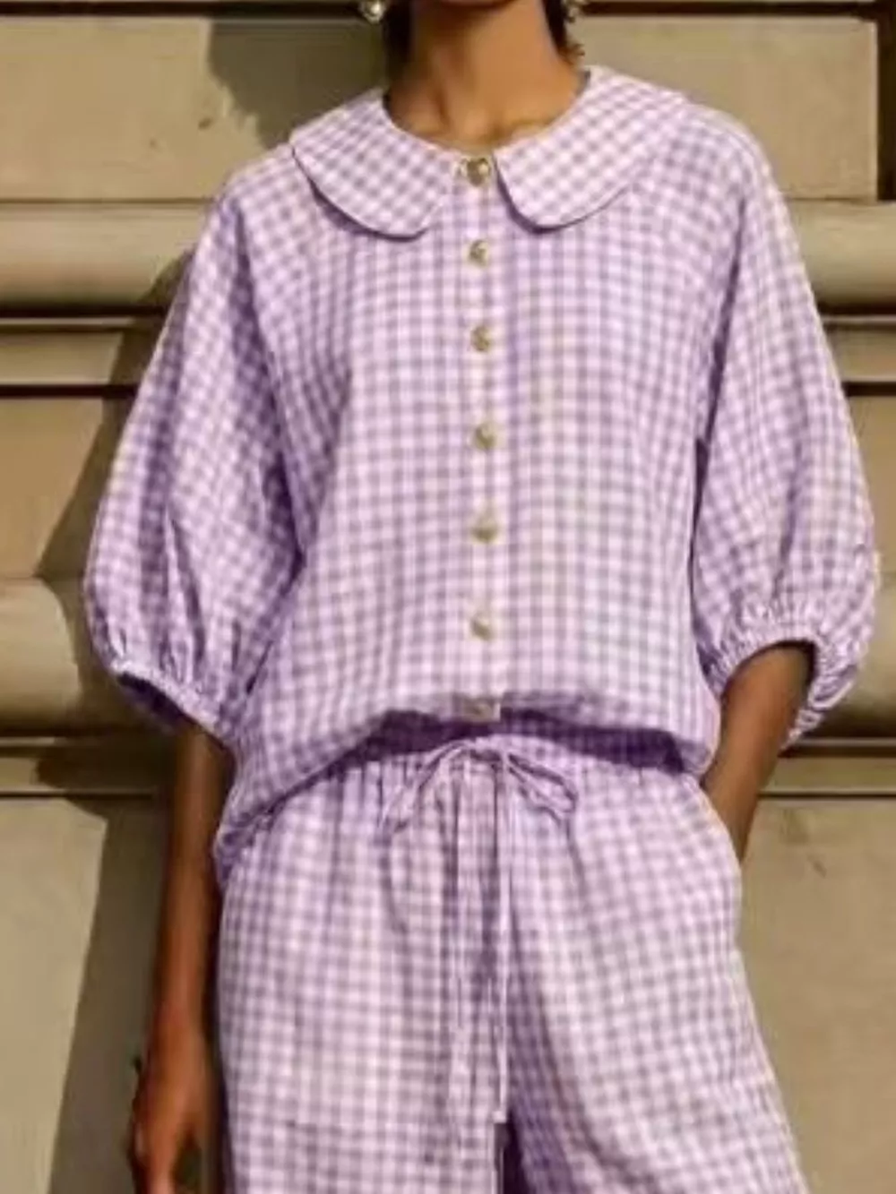 Full Size Plaid Button Up Shirt and Pants Set Plus Size, image 12