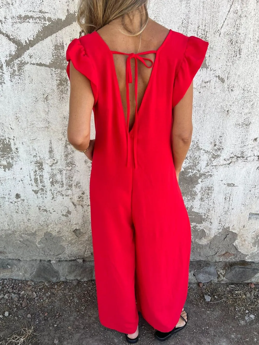 Full Size V-Neck Cap Sleeve Wide Leg Jumpsuit Plus Size, image 12