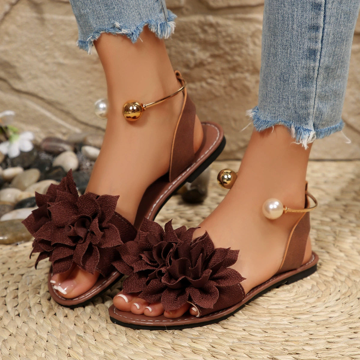 Floral Decor Flat Sandals, image 9