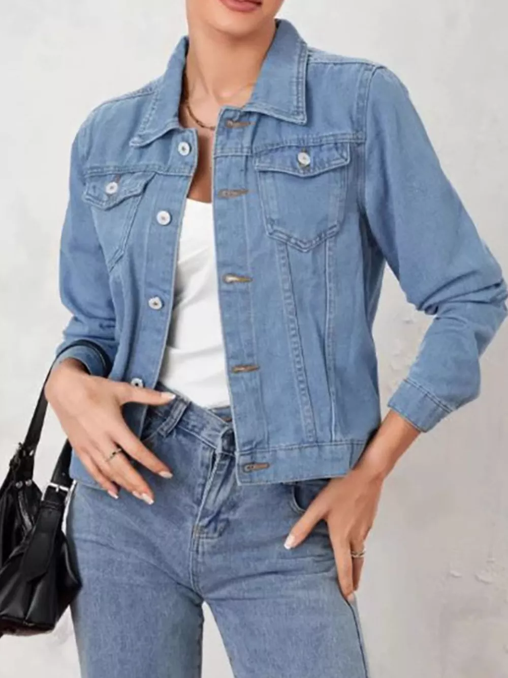 Button Up Long Sleeve Denim Jacket, image 10