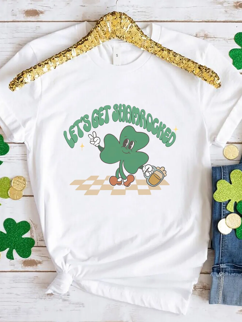 LET'S GET SHAMROCKED Round Neck T-Shirt, image 4