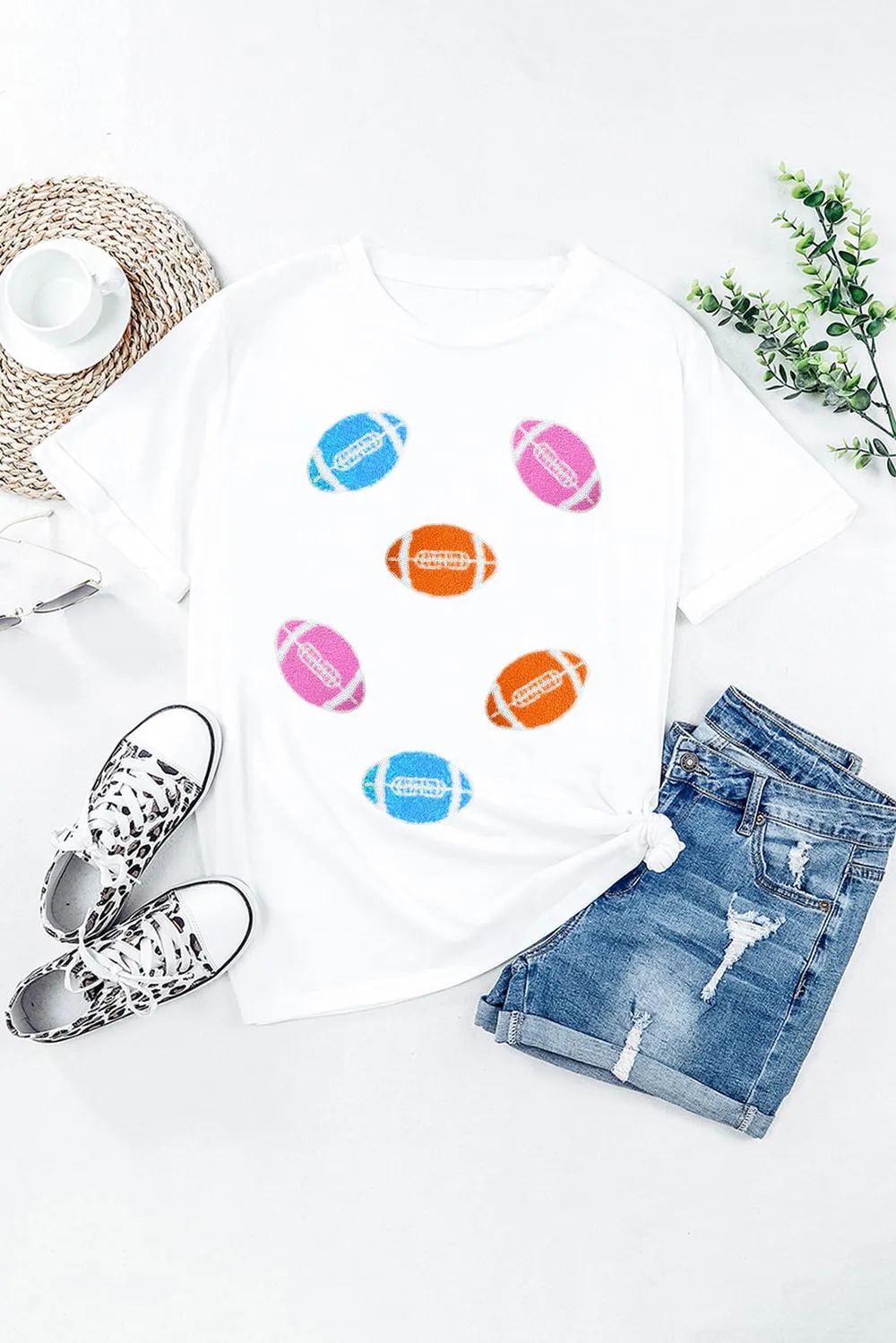 Football Round Neck Short Sleeve T-Shirt, image 5