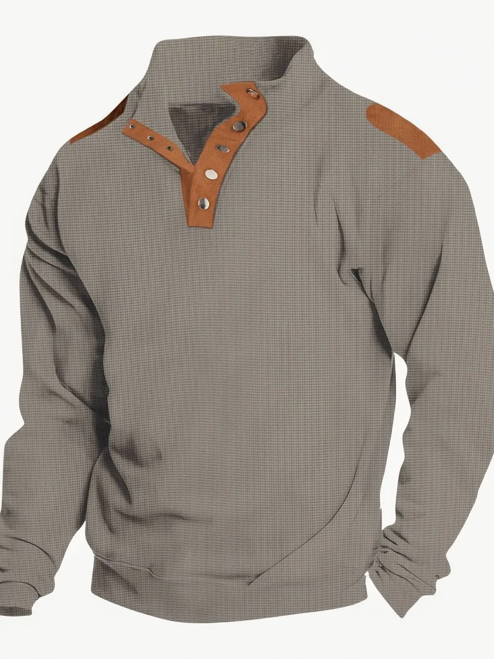 Men's Full Size Stand Collar Long Sleeve Polo Plus Size, image 4