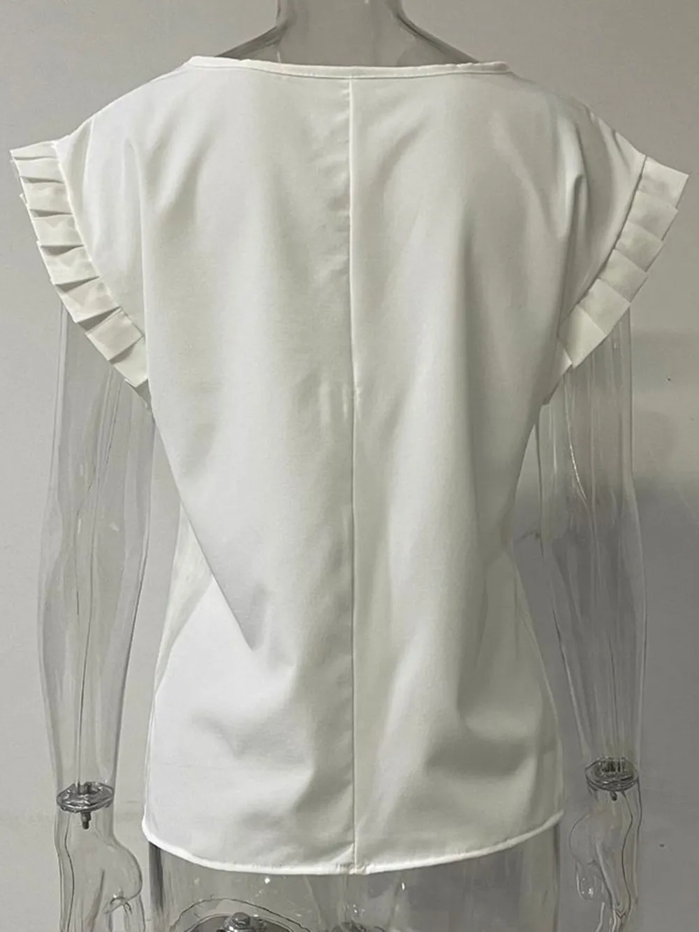 Ruffled Round Neck Cap Sleeve Blouse, image 8