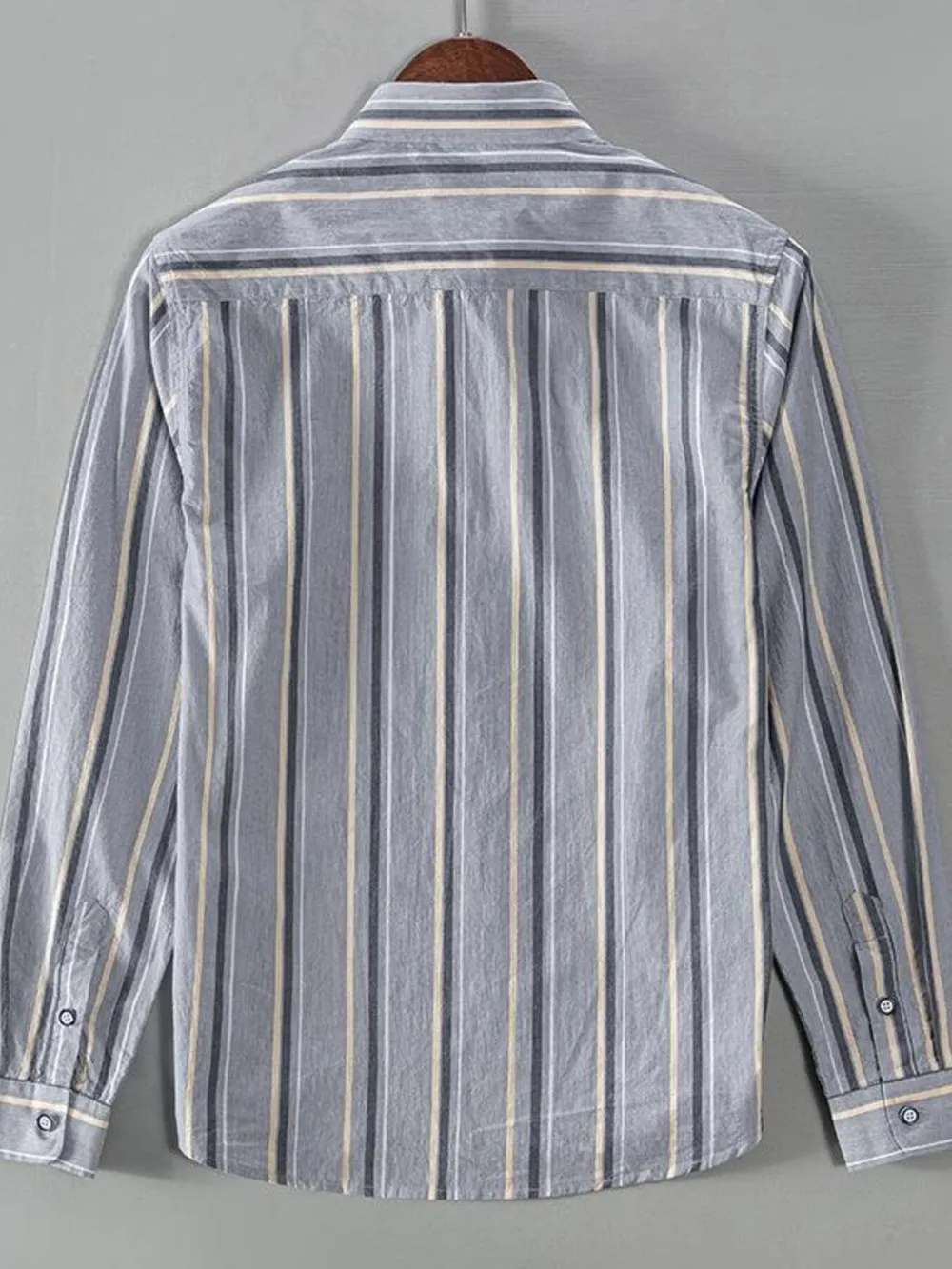 Men's Plus Size Striped Button Up Long Sleeve Shirt, image 2