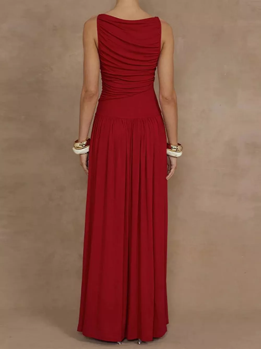Ruched Sleeveless Maxi Dress, image 3
