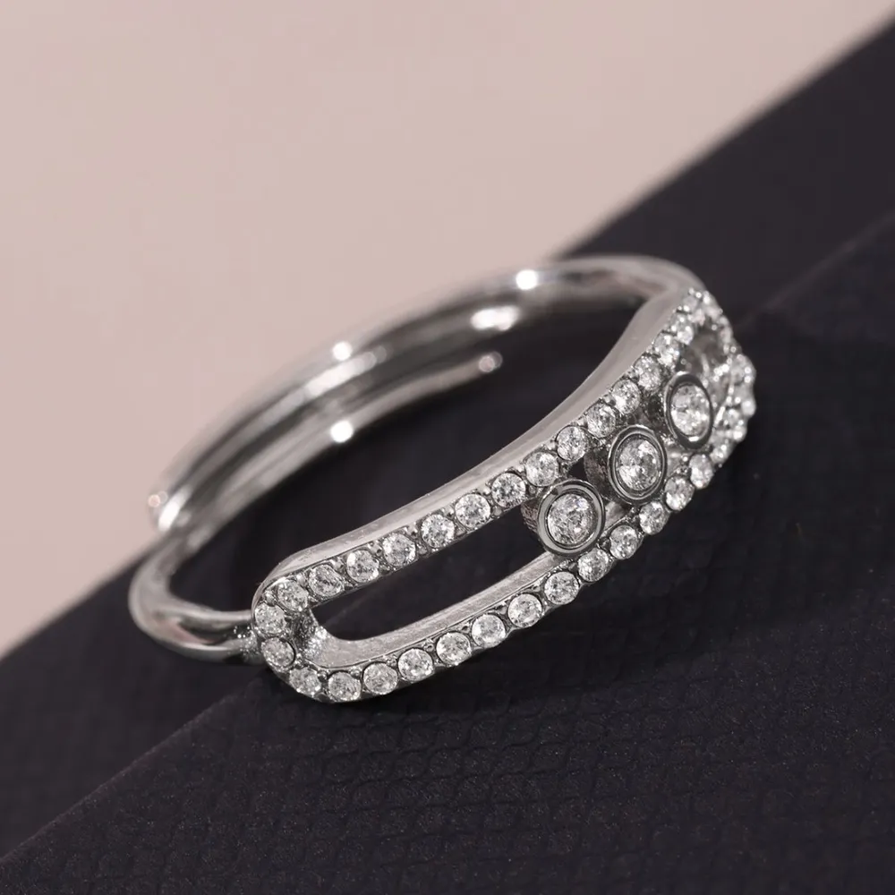 Moving Crystal Bar Necklace and Ring Jewelry Set, image 7