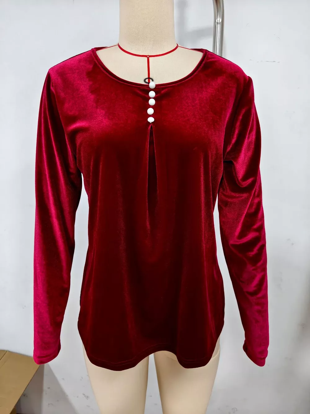 Velvet Long Sleeve Ruched Top, image 11
