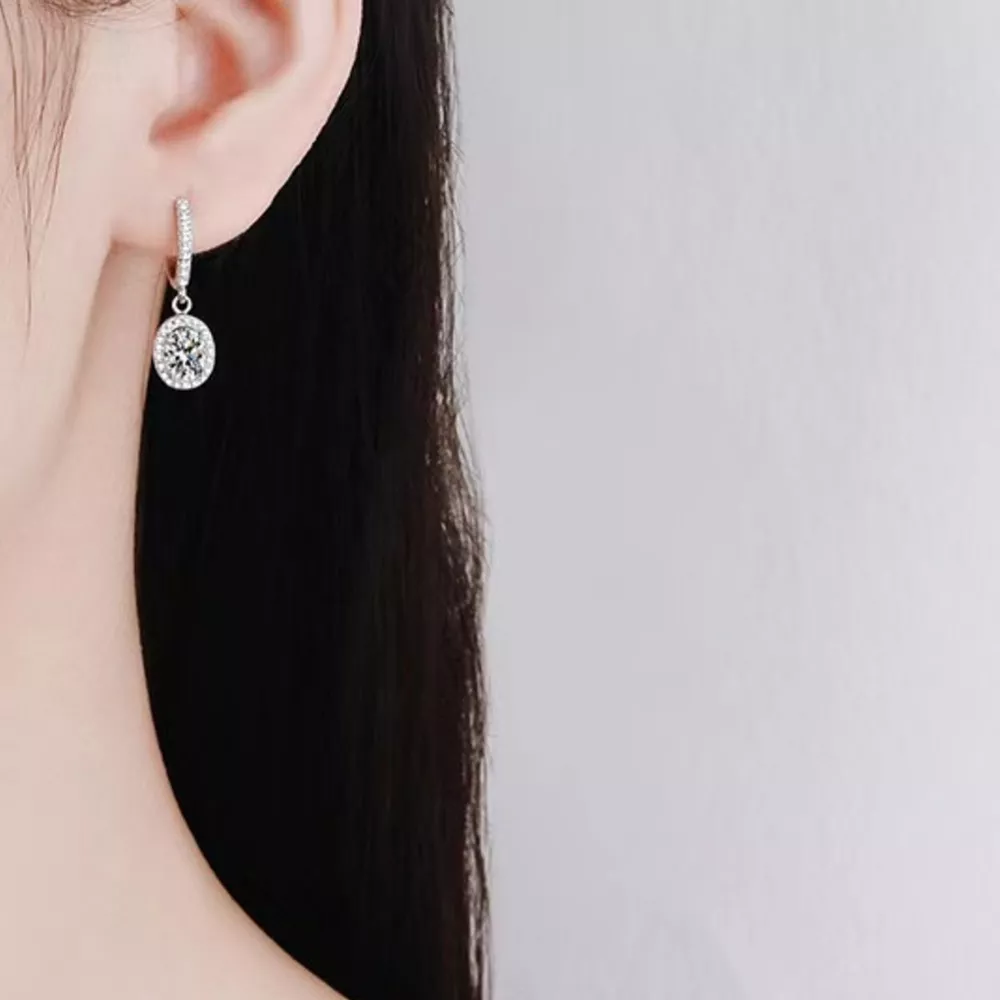 1 Carat Moissanite 925 Sterling Silver Drop Earrings, image 2