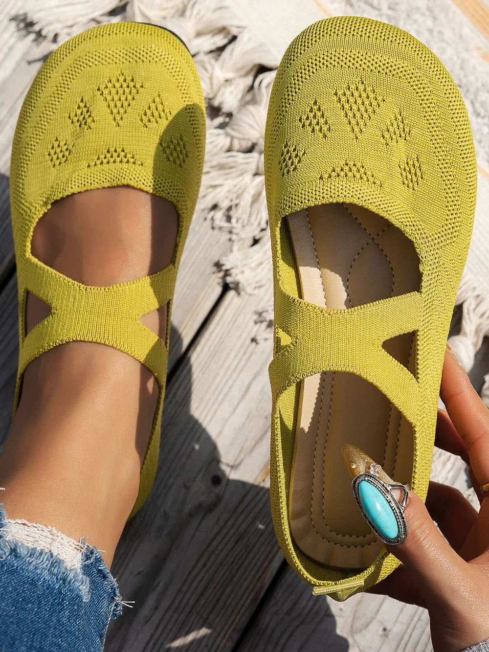 Knit Mary Jane Slip-On Loafers with Strap, image 6