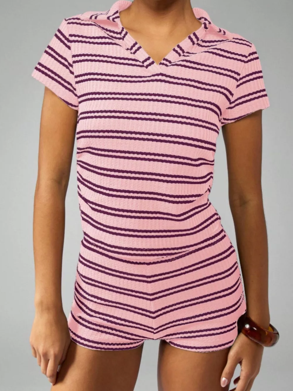 Striped Knit Short Sleeve Top & Shorts Set, image 19