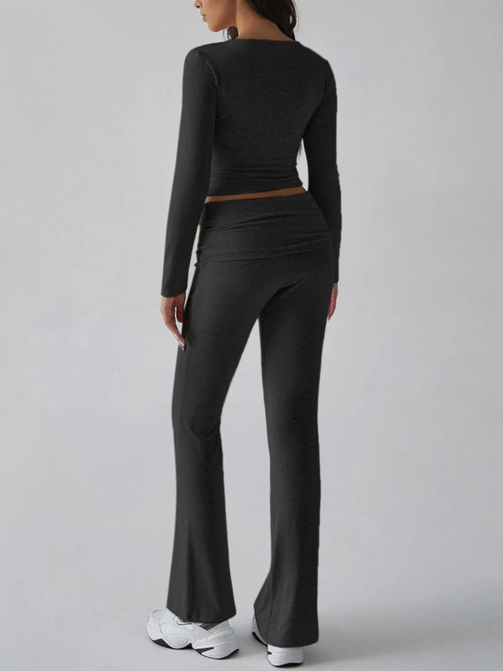 Square Neck Long Sleeve Top and Pants Set, image 8