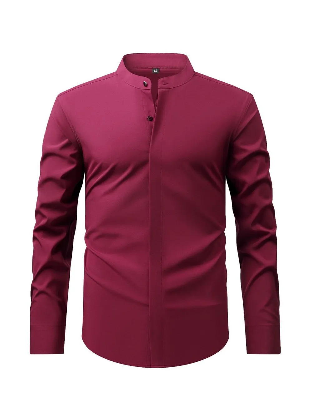 Men's Full Size Stand Collar Button Down Shirt Plus Size, image 2
