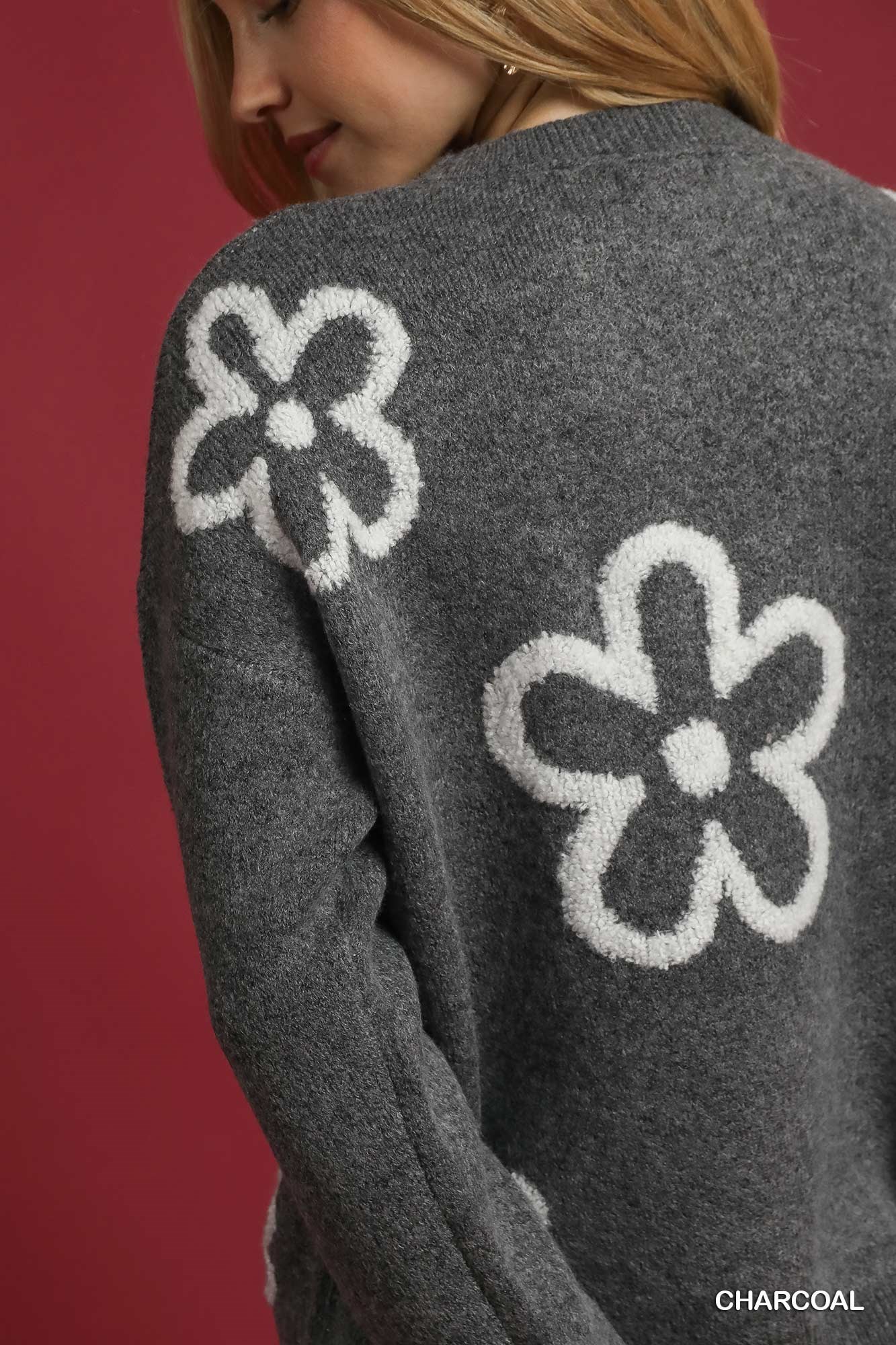 Round Neck Sweater with Floral Accents, image 6