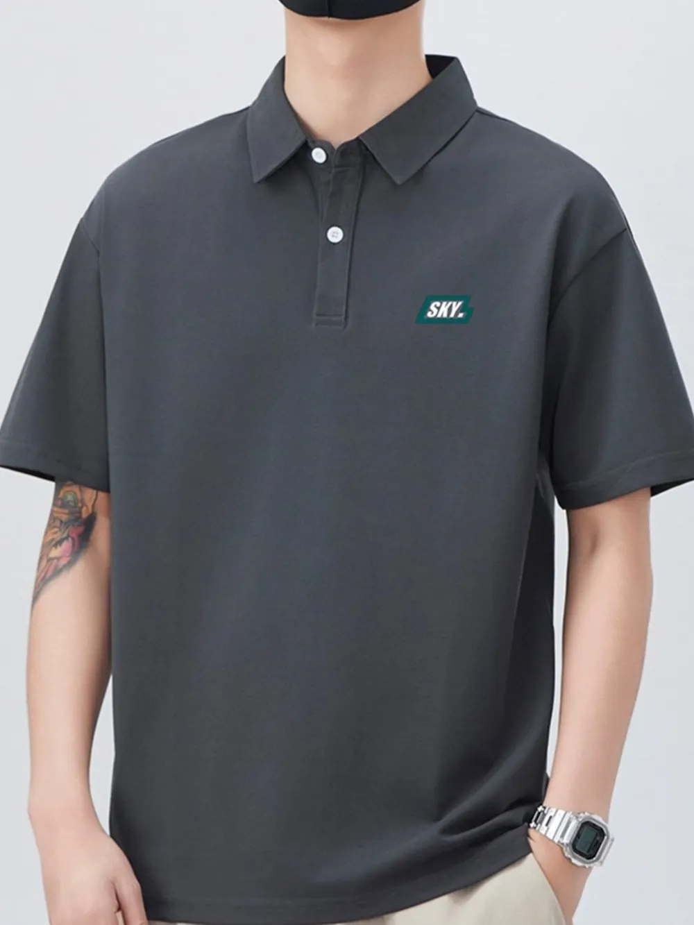 Men's Plus Size Button Detail Short Sleeve Polo, image 5