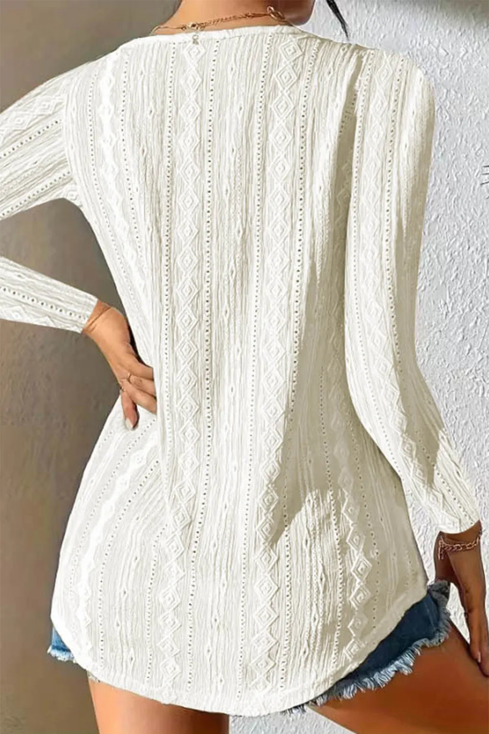 V-Neck Long Sleeve Blouse, image 3