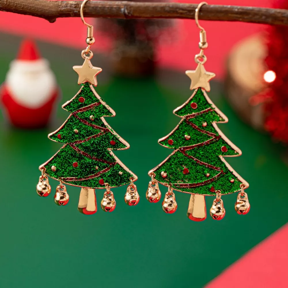 Christmas Tree Dangle Earrings, image 2
