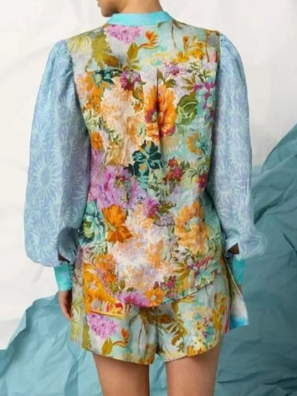 Printed Button Up Shirt and Shorts Set, image 5