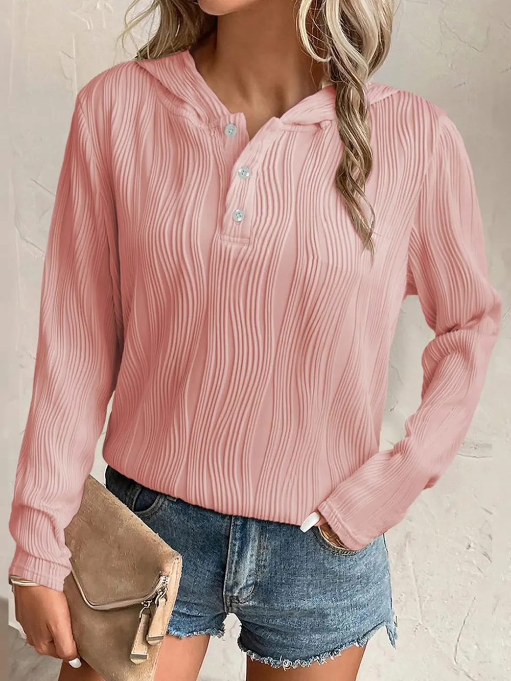 Textured Long Sleeve Hoodie, image 8