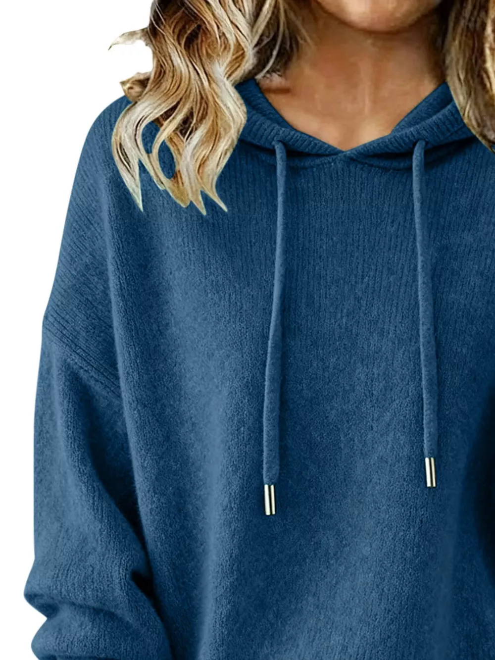 Drawstring Long Sleeve Hooded Sweater, image 19