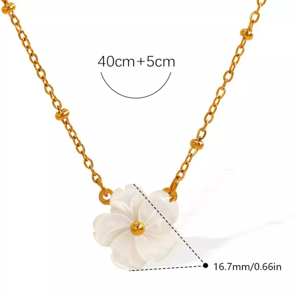 18K Gold-Plated Stainless Steel Flower Pendant Necklace, image 8