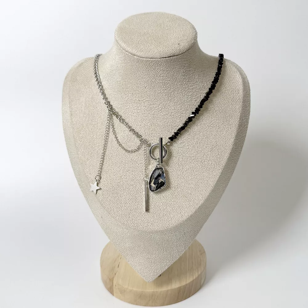 Gothic Punk Star Charm Toggle Necklace