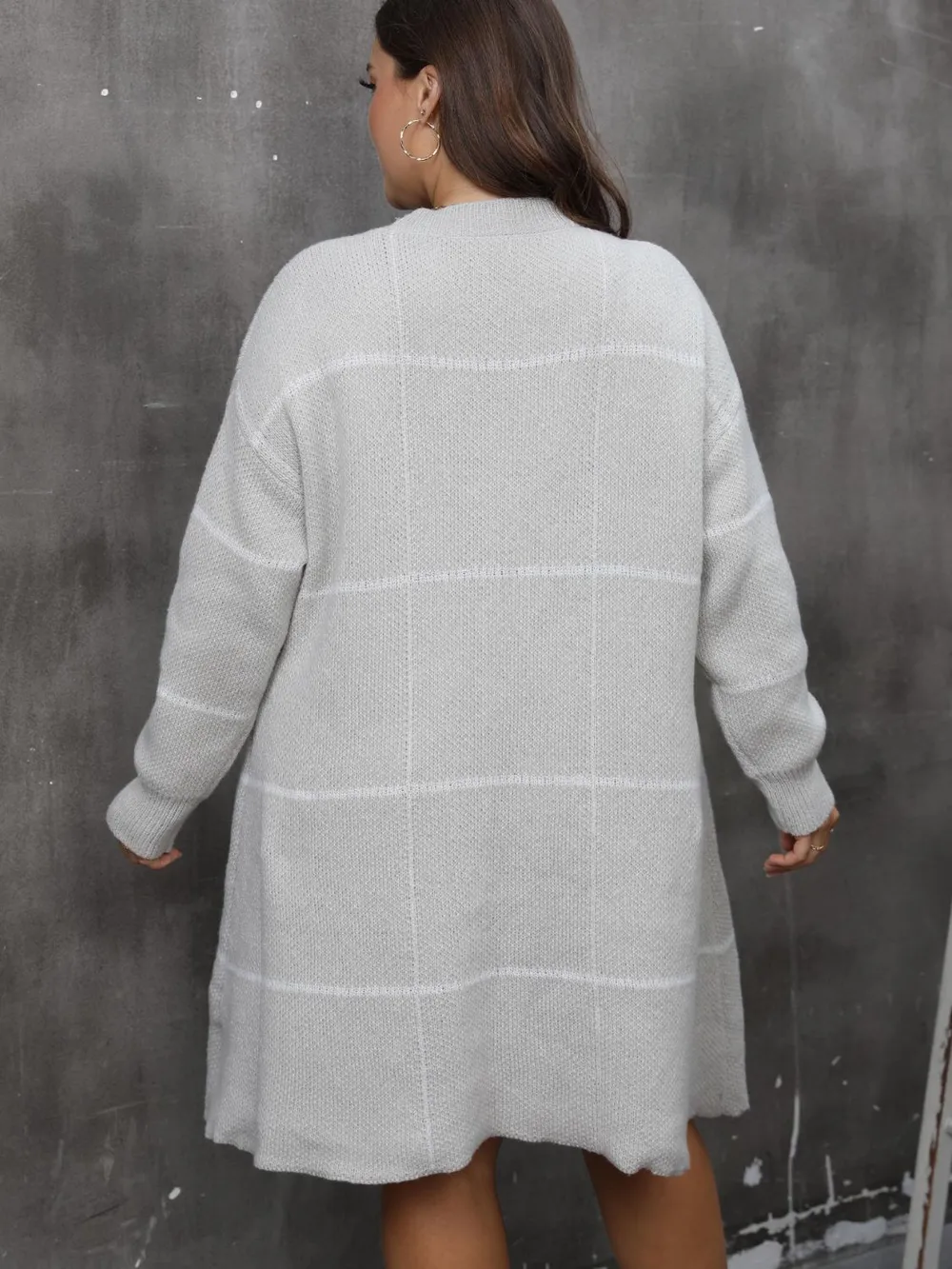 Plus Size Round Neck Long Sleeve Sweater Dress, image 2