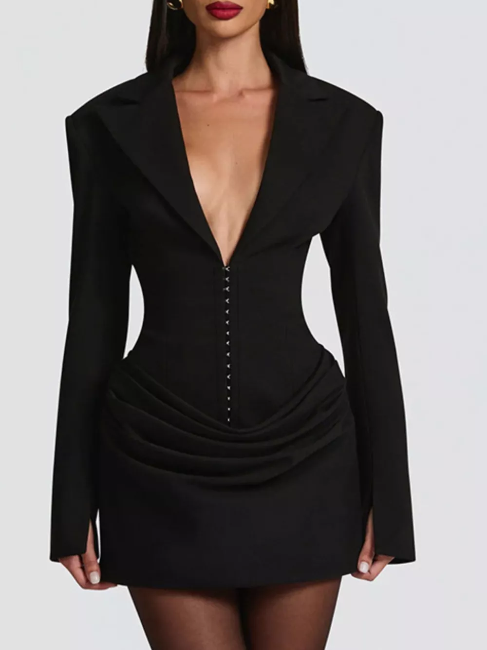Full Size Blazer-Style Long Sleeve Mini Dress Plus Size, image 16