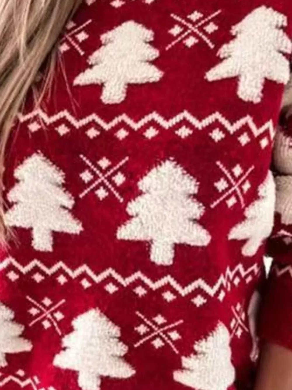 Christmas Tree Pattern Long Sleeve Sweater, image 6