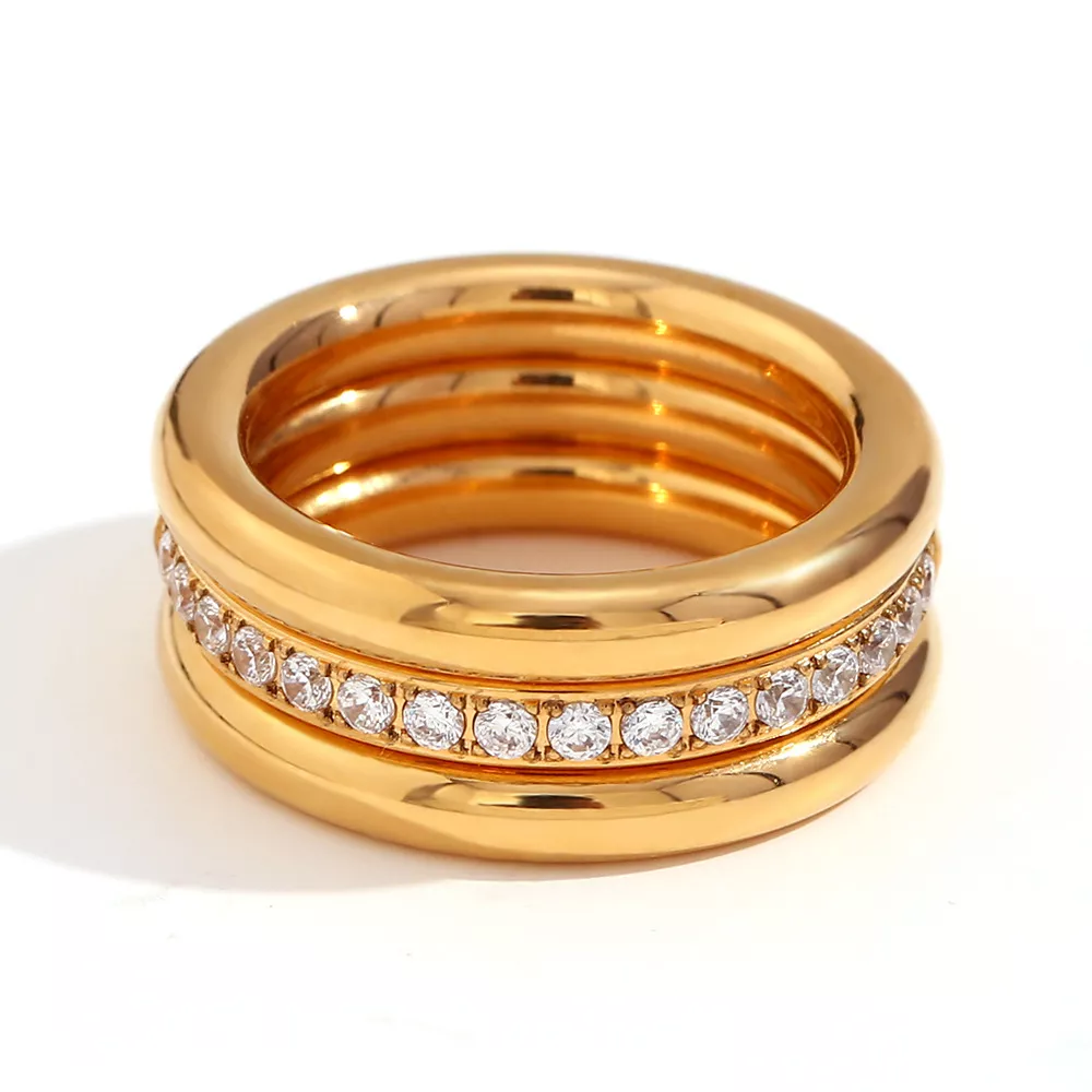Stainless Steel Zircon Ring 3 Piece Set, image 12