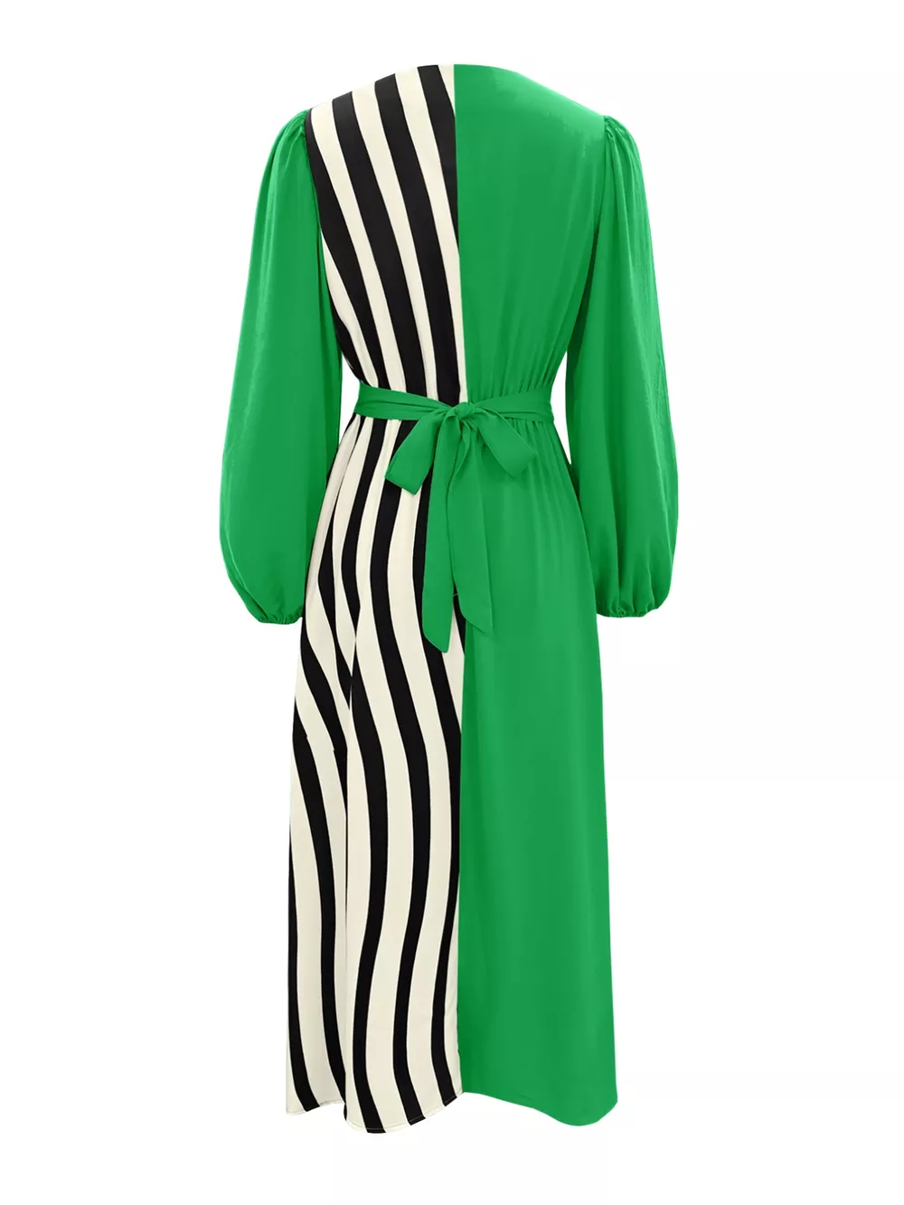Color Block Striped Long Sleeve Midi Dress, image 3