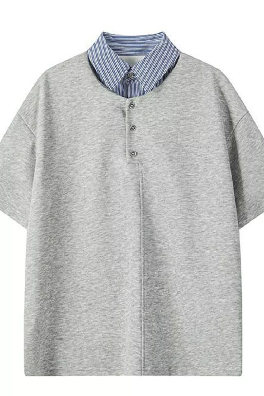 Men's Plus Size Striped Collar Relaxed Fit Polo, image 2