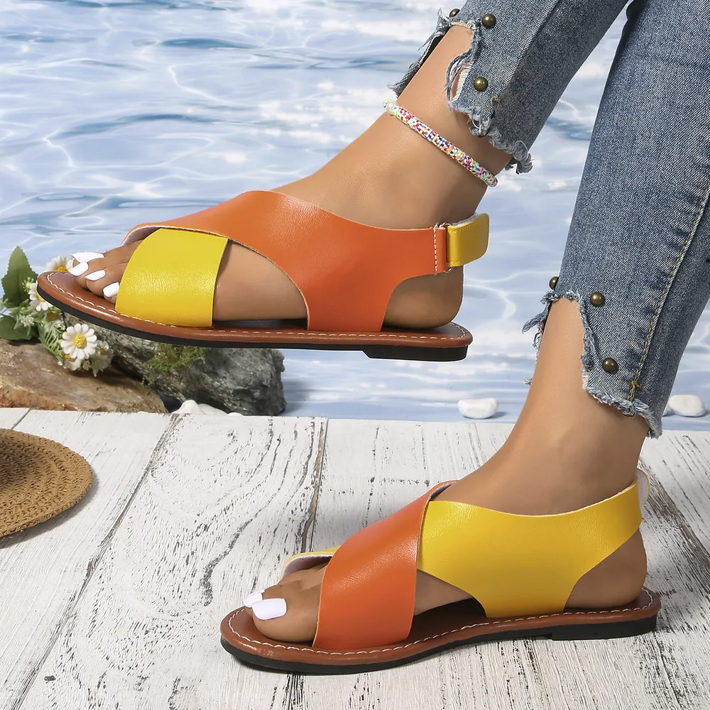 Two-Tone Crisscross Strap Sandals, image 6