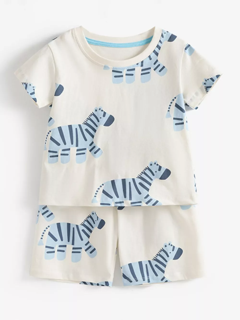 Children's Zebra Print Round Neck Tee and Shorts Set, image 2