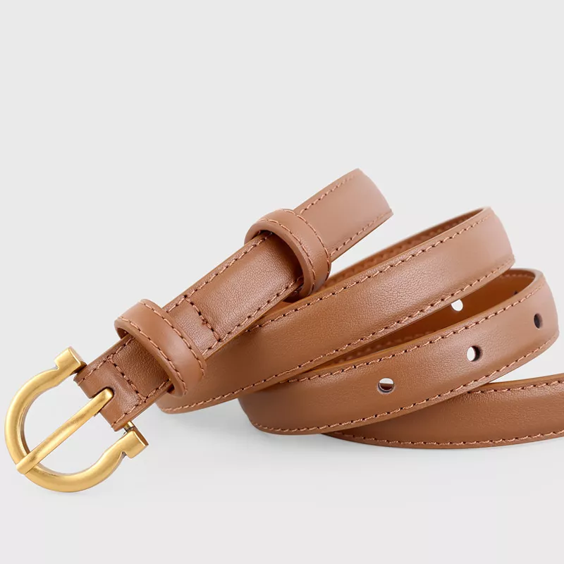 Leather Belt with Golden Buckle, image 5