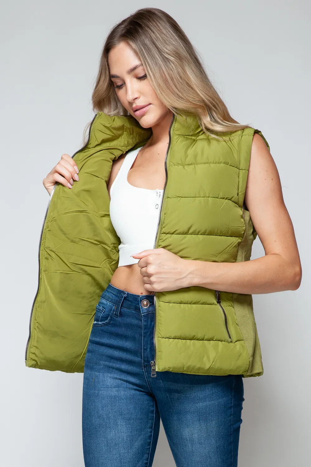 Zip Up Turtleneck Vest with Pockets, image 5