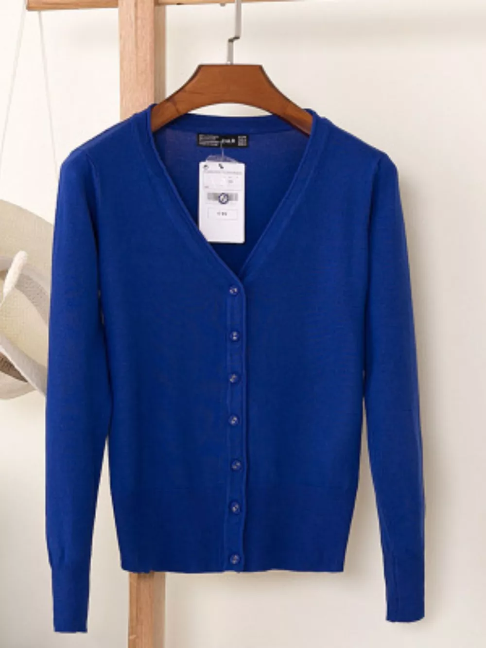 Classic V-Neck Button-Down Knit Cardigan, image 96