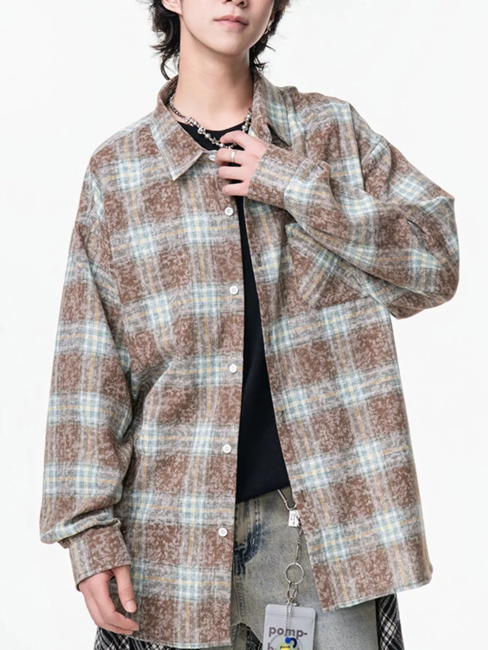 Men's Plus Size Plaid Button Up Long Sleeve Shirt, image 6