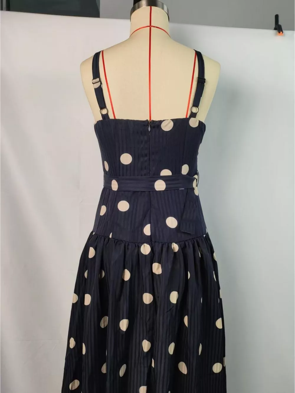 Polka Dot Sweetheart Neck Midi Dress, image 4