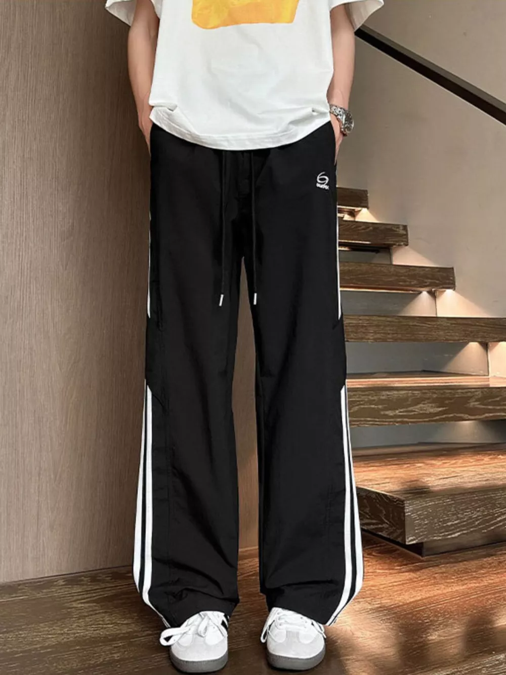 Men's Full Size Stripe Wide Leg Pants Plus Size, image 2