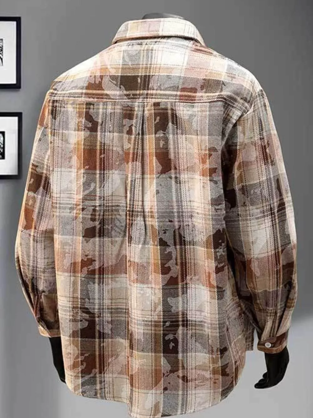 Men's Full Size Plaid Print Long Sleeve Shirt Plus Size, image 6